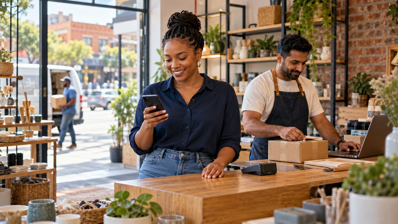 South African business owner coordinating an order by phone